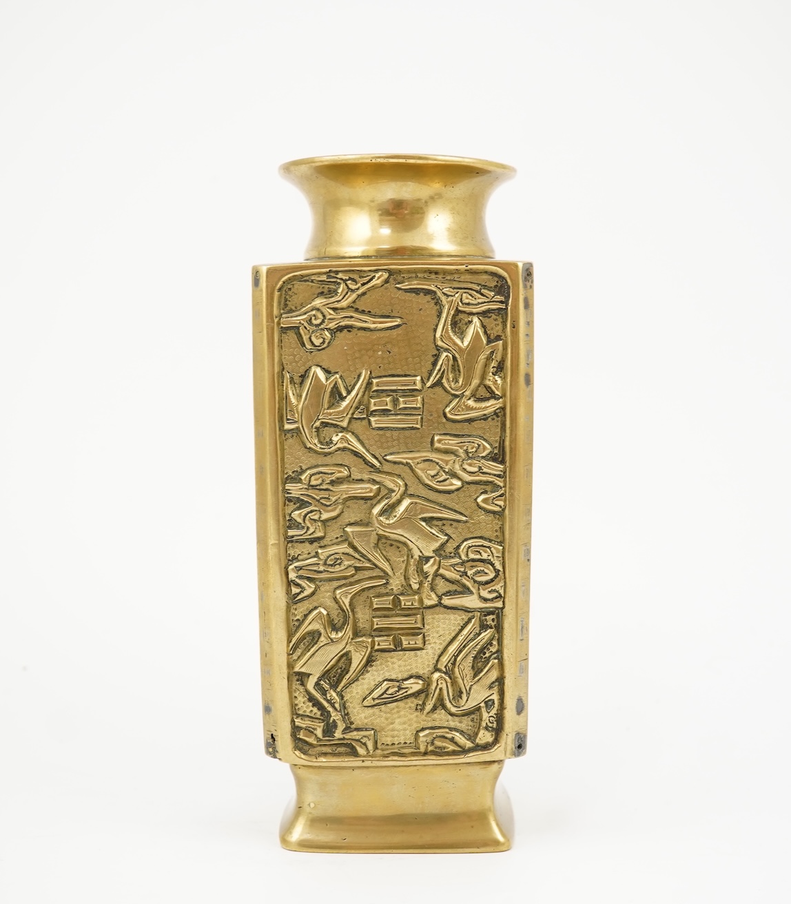 A Chinese polished bronze cong vase, early 20th century
